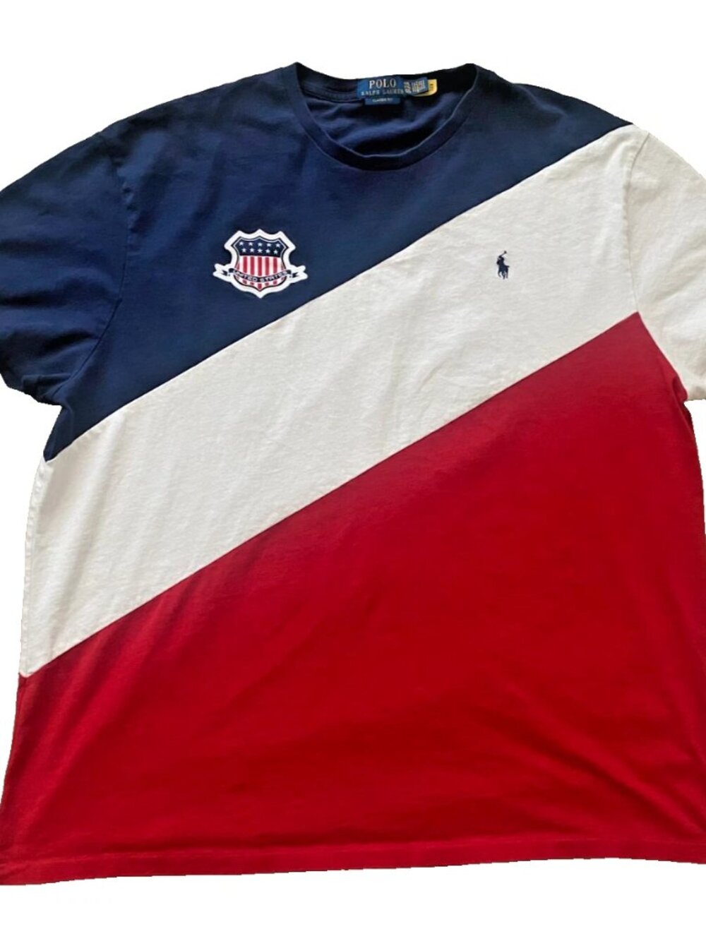 Polo Ralph Lauren Colorblock USA Flag Y2K T-Shirt